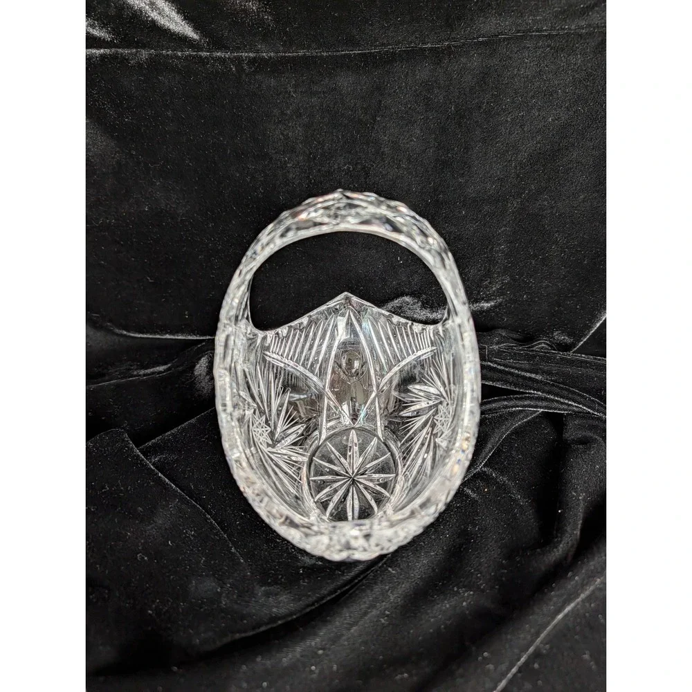 Vintage Bohemian Cut Crystal Basket 6